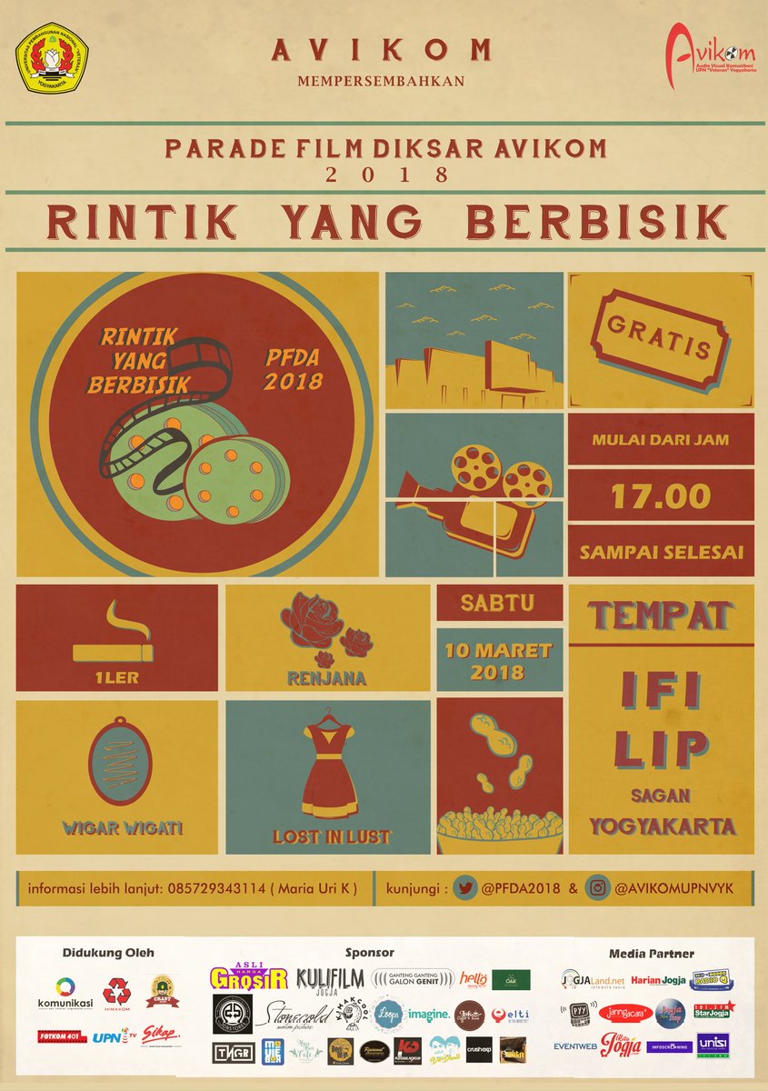 PFDA2018's tweet photo. Selamat siang!! 
Besok malam minggu mau pada kemana nih? 
Bingung? 
Langsung aja datang ke pfda, di pfda tahun ini bakal ada screening film, diskusi film dan doorprize juga lho 
Kuyy langsung ajj  pada gabut ☺️☺️
Lokasi :Sagan, Ifi-lip Yogyakarta 
Sabtu, 10 maret 2018 https://t.co/6fgFdAKPy1