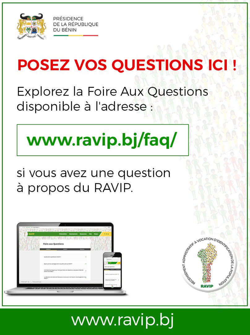 gouvbenin's tweet photo. @friam_9 Bonjour @friam_9
Toutes les informations relatives au #Ravip sont disponibles sur le site https://t.co/QhhMAheoB7 et centralisées sous le hashtag #RavipBenin.
Merci. https://t.co/d7MEyNrACO