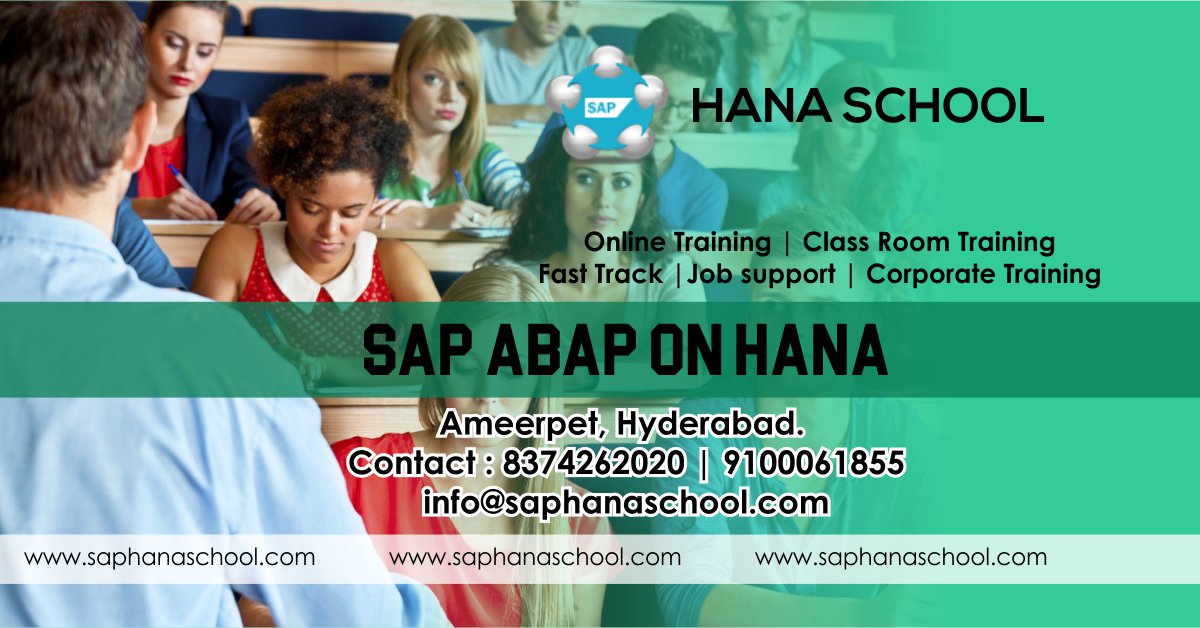 saphanaschool's tweet photo. https://t.co/xpCjDOst47 At #SapHanaSchool, Best #SapABAPOnHana classroom, and online Training, #SapABAPOnHana course covers the topics like #SAPHANATechnicalConcepts, ADT, HANA Studio, #CoreDataServices, etc. For more details contact us.
Phone: +91-8374262020
#SapAbapCourse https://t.co/WGK3Vwla2y