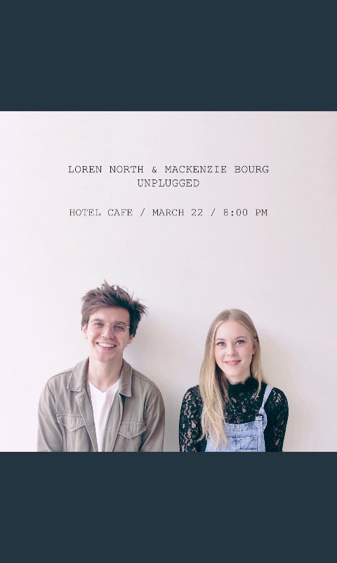 HavinAMacAttack's tweet photo. Good Luck
@mackenziebourg &amp; @lorennorth on your March 22nd show 'UNPLUGGED' @thehotelcafe 🌹 https://t.co/aurQ4uQyhB
