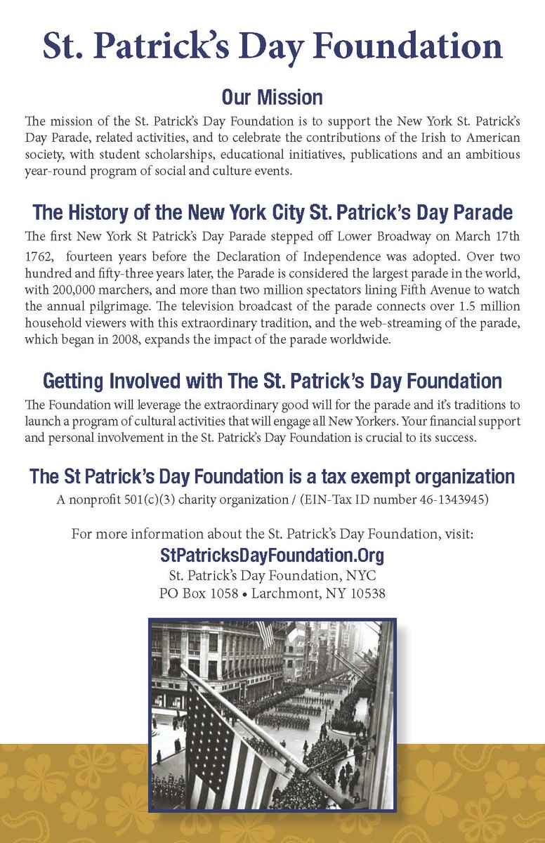 Please join us for our Annual Gala Friday, March 16th at The Grand Hyatt NYC
stpatricksdayfoundation.org/gala.html
Go raibh mile maith agat ☘️