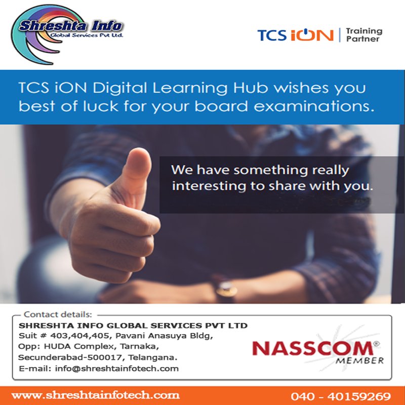 shreshtainfo's tweet photo. All The Best for Your Board Examinations !!!
We Have Something Interesting to Share with you..
Stay Tuned....
#NasscomMember #shreshtainfotech #Tarnaka
https://t.co/CL34XuiaZF https://t.co/Q9Egdq5AG5