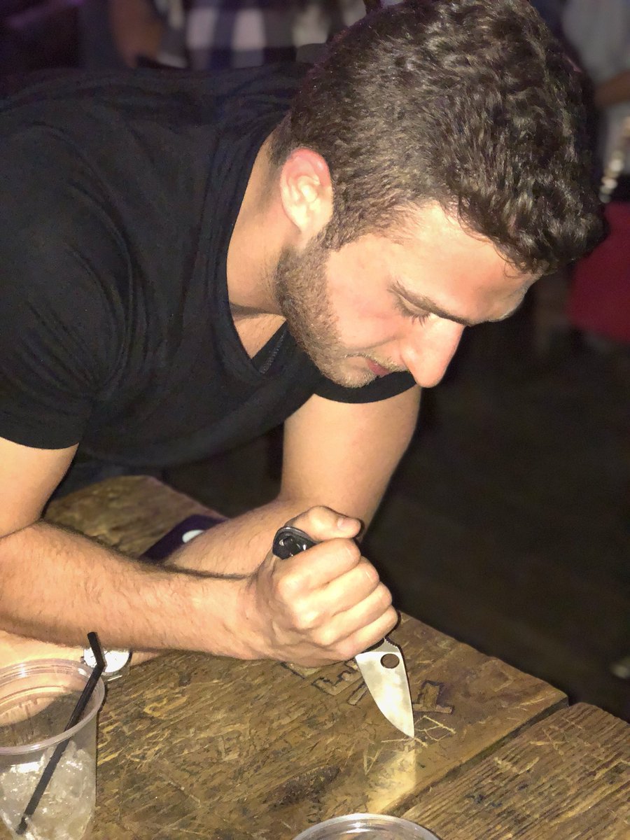 MollyCain's tweet photo. Spotted, @BrendanKarp of @TechNexus at the world famous #DixieChicken in @CityofCS, making his mark. #underfire2018 https://t.co/H6qXhSG4eb