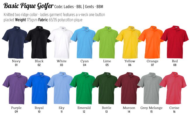 jlaservices's tweet photo. PRODUCT PROMOTION!
The Basic Pique Golfer for Ladies, Gents & Kids is a true Legend and wardrobe essential that'll never go out of style. Available in 17 colours. Priced from only R69.95 each.
For more info on this promo please contact info@jacklime.co.za today. #JLABranded https://t.co/wMFWdshGGr