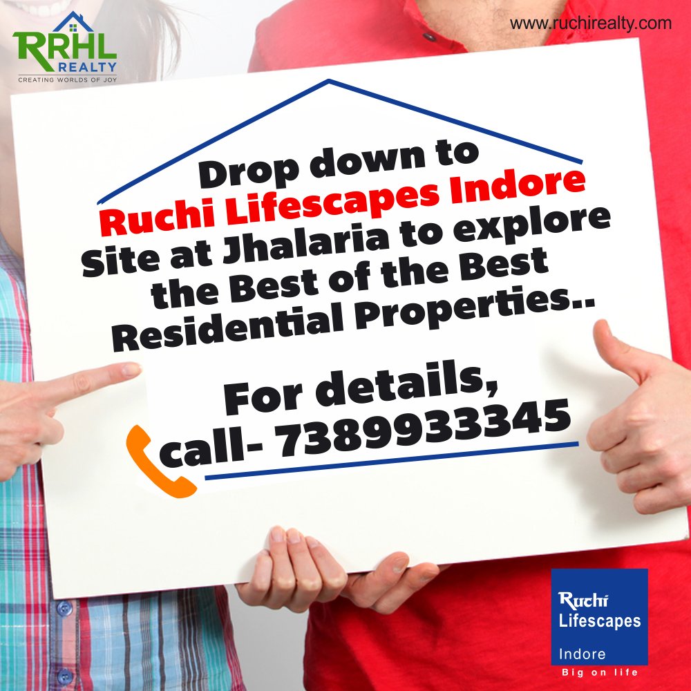 RuchiIndore's tweet photo. Book your DREAM PROPERTY with Ruchi Lifescapes Indore.. Visit the site for detailed information...
#ResidentialProject #ResidentialPropertyInIndore #Spacious #BeautifulHomes #Jhalaria #RuchiLifescapesIndore
For Enquiries, Call us at- 7389933345 OR Visit- https://t.co/bnt6Ch0m3g https://t.co/qKCRQzlyPz