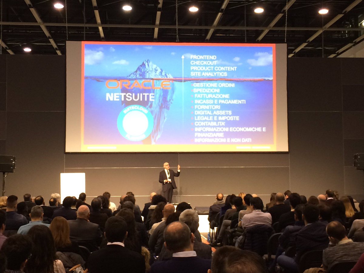Clustin's tweet photo. 400+ people attended the 8th of March Ponziano Ciampi @Clustin presentation about #NetSuite for Italian companies for eCommerce and Digital Transformation #ecommercestrategies #digitaltransformation ad #espd18! https://t.co/BqAcy97G80