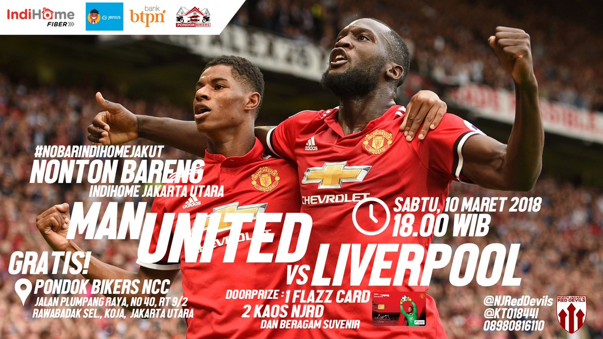 NJRedDevils's tweet image. Info Nobar !!
Manchester United vs Liverpool

10 Maret 2018
Pondok Bikers NCC 
Jl Raya Plumpang Semper

Gratis!
Cukup Jajan aja!
Bebas bro sis mau jajan apa aja!

Kuy Nobar
#nobarindihomejakut
#nobarjakut