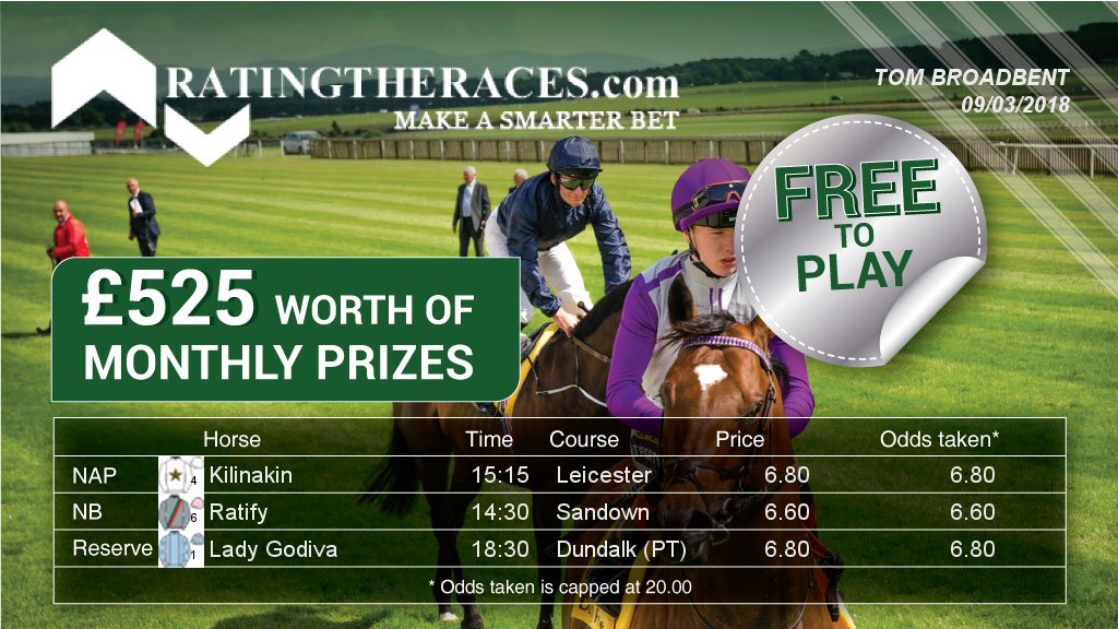 TomTomTomyB's tweet photo. My #RTRNaps are Kilinakin @ 15:15 &amp; Ratify @ 14:30 - Sponsored by @RatingTheRaces https://t.co/k4MYJPVi5y