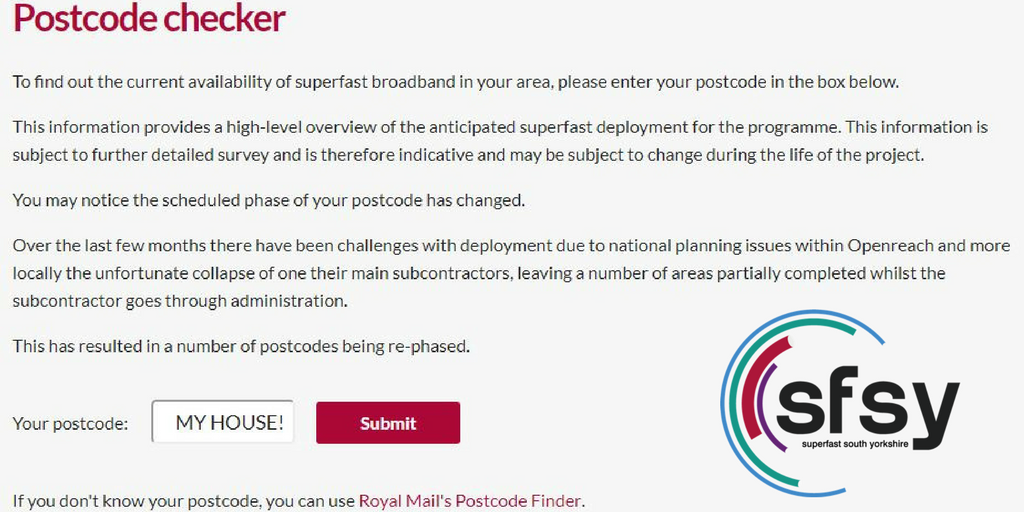 superfastSY's tweet photo. Our postcode checker has been updated! Check today to see if you can #GoSuperfast! 

It couldn't be easier to check! Just enter your postcode in our checker here>  https://t.co/2AvSCon2yI 

#SouthYorkshire #Barnsley #Rotherham #Sheffield #Doncaster https://t.co/CPp1iBMDcH