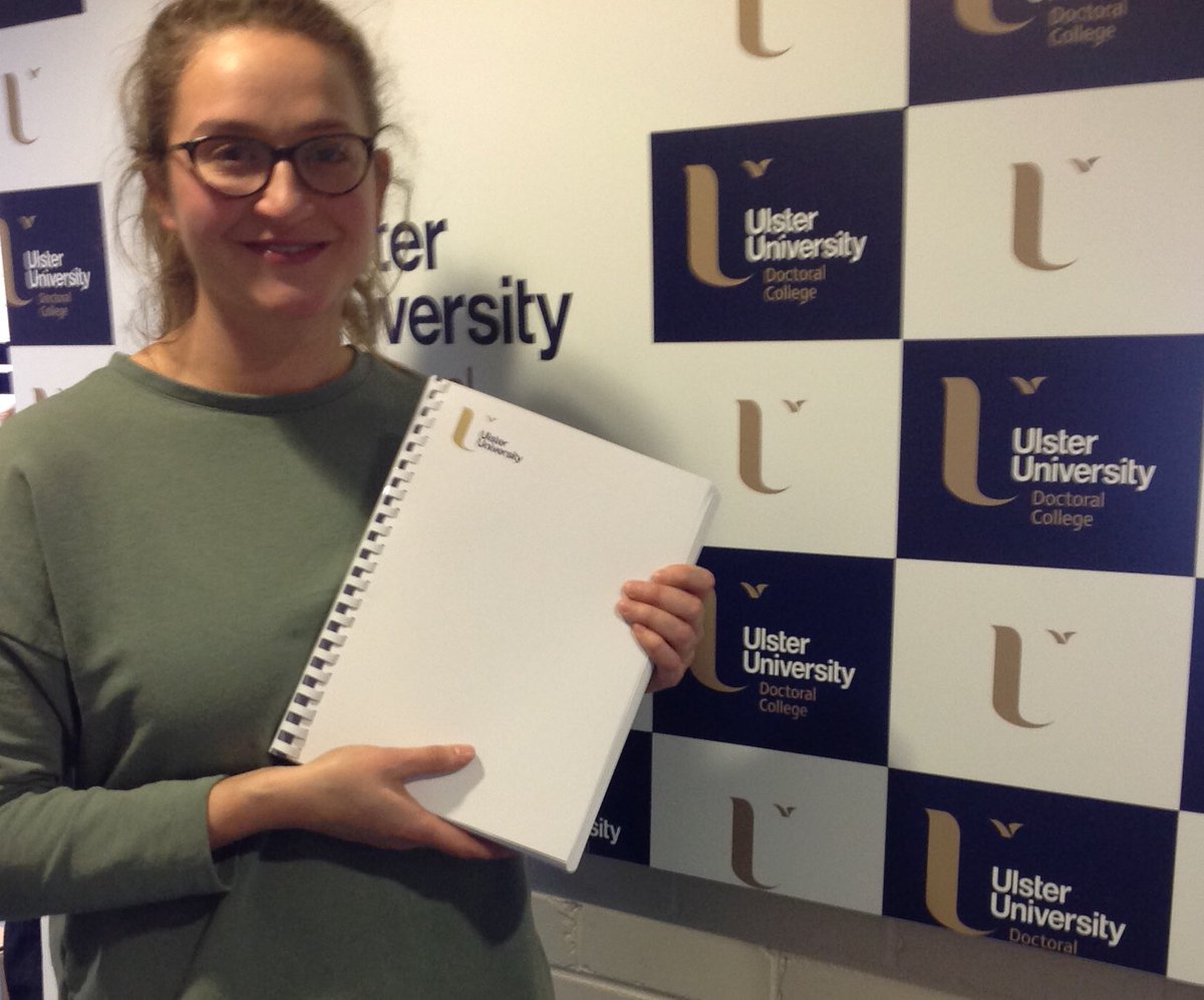 UlsterUniPhD's tweet photo. Congratulations to Coral Lapsley @UlsterUniPhD @StratMedicineNI researcher who recently submitted her thesis at Coleraine campus. Next step the PhD viva! Supervisors: Dr Elaine Murray &amp; Prof Tony Bjourson. #PhDsubmitted #phdlife https://t.co/VH19ylohB0