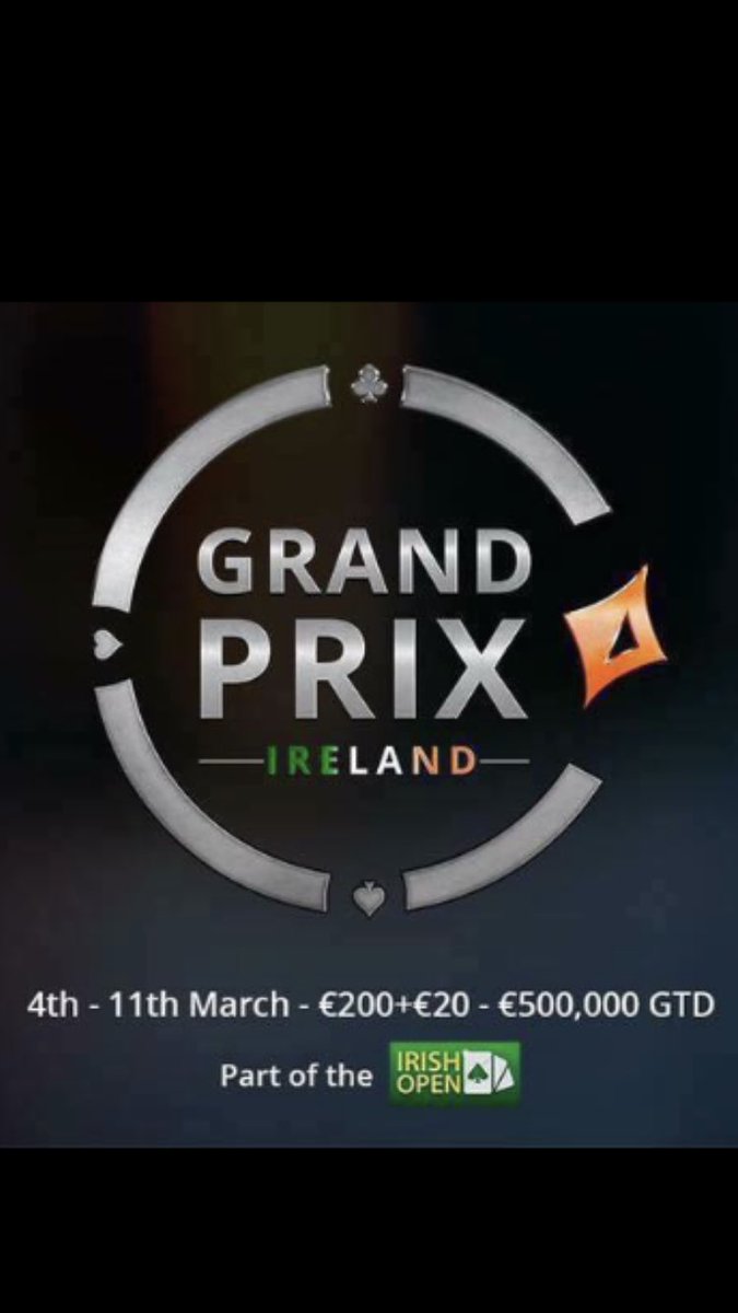 After busting Grand Prix to Andy Blacks flopped house yesterday I played refunded ticket on Partypoker in 9:00pm 20 seats Gteed Satellite came 13/160 so giving it another crack today in Citywest <a href="/padraigpoker/">Padraig Parkinson</a> @Skiplizardpoker <a href="/glenn_townsend/">Glenn Townsend</a>  <a href="/MYPPLIVE_IRE/">MY PP LIVE IRE</a> #herewegoagain