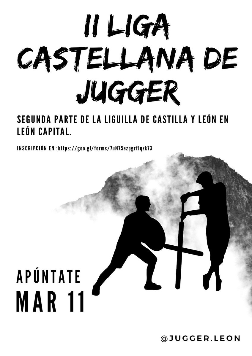 JuggerLeon's tweet photo. ¡Ya casi estamos! Os recordamos que éste domingo 11 de marzo os esperamos a todos en el parque La Chincheta de León a las 10 en punto, hora a la que empiezan los testeos. ¡Nos vemos pronto! https://t.co/Cut649Lird