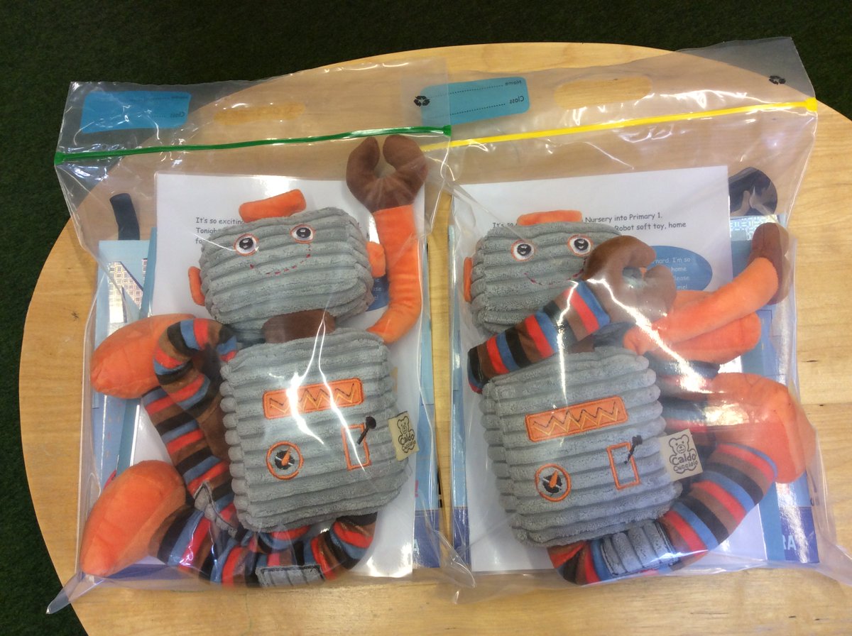 AlvaPS_Nursery's tweet photo. That’s the Transition Bookbags ready for the Nursery-P1 transition. Children heading to P1 in August will have the opportunity to take Bernard 🤖 home. We can’t wait to hear about his adventures &amp; read about them in his diary #goodtransitions #learningthroughplay #linkstohome https://t.co/6SKzskxL3I
