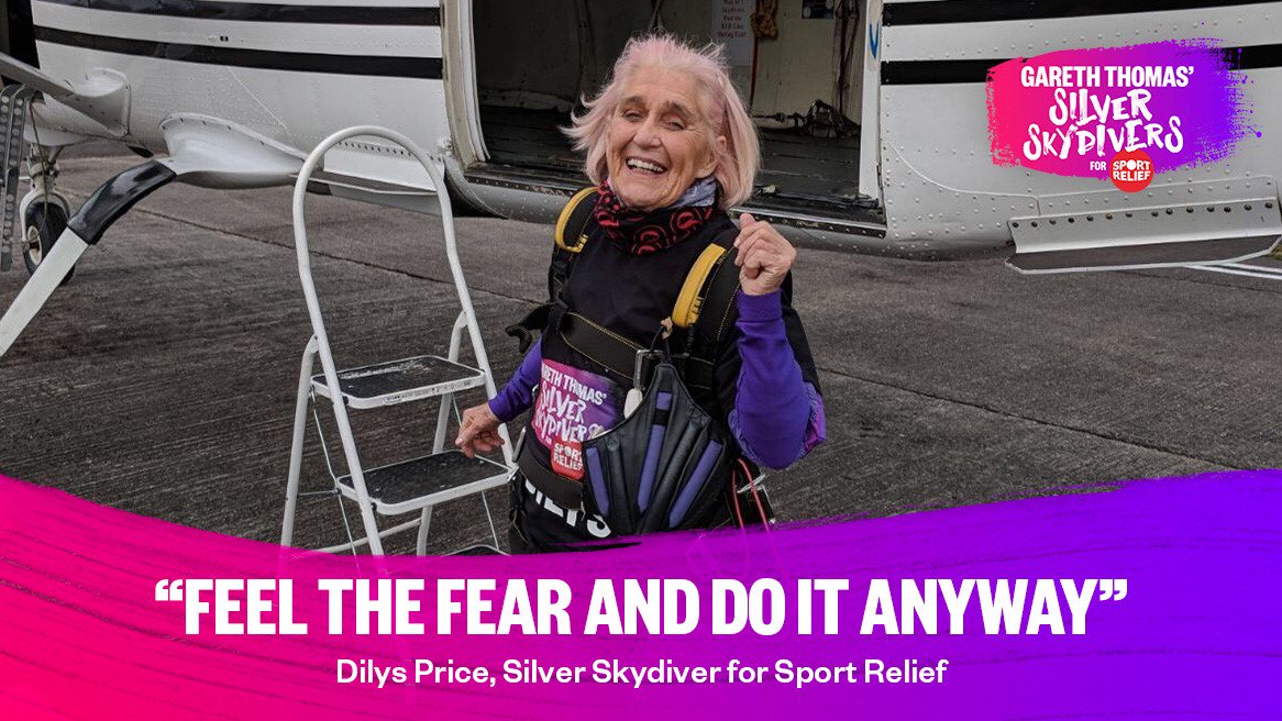 sportrelief's tweet photo. The brilliant @DilysPriceOBE had some final words of wisdom for @gareththomas14 and the #SilverSkydivers team before they all jump… 🙌

➡️https://t.co/qUPlF2BPT7 https://t.co/d3xdaUdmTM
