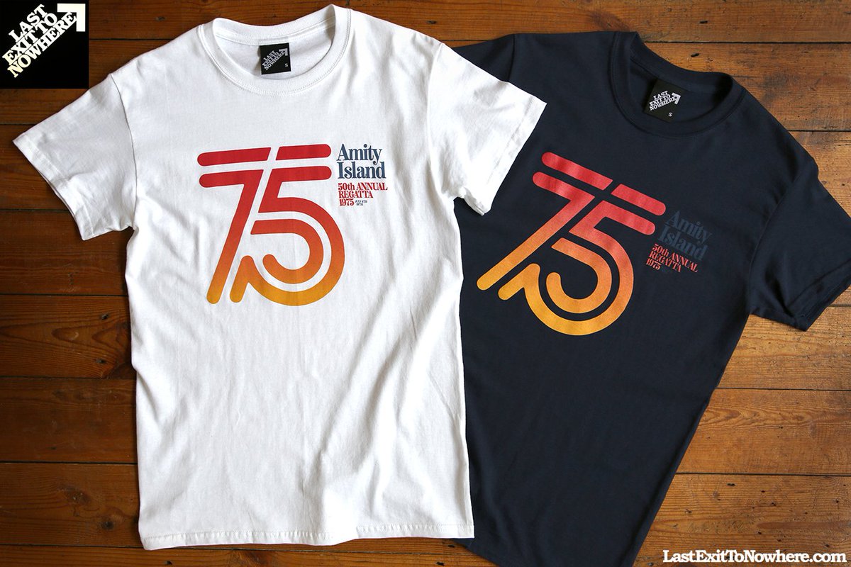 LASTEXITshirts's tweet photo. For the chance to WIN both these JAWS inspired 'Amity Island Regatta 1975' T-shirts before we officially release them, RT/LIKE and leave a comment. We'll select and announce the winner on Monday 12 March 2018. Good luck! https://t.co/Q3wHwOCvzD #JAWS https://t.co/OQyxIQPZOr