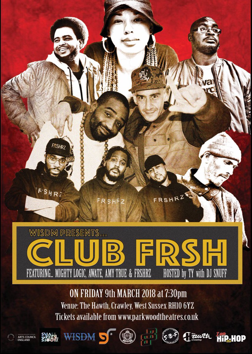 WISDMUK's tweet photo. #Tonight Join us for #ClubFRSH @thehawthcrawley for an amazing night of music Hosted by @tymusic tickets £7 from https://t.co/LNB3RNY8Jq… #WISDM
S/o @blatantlyblunt @ace_national @smallgreensh00t @IAmHipHopMag1 @GlobalFaction @starbrightfit &amp; #WISDesign https://t.co/a4ufx6H11K
