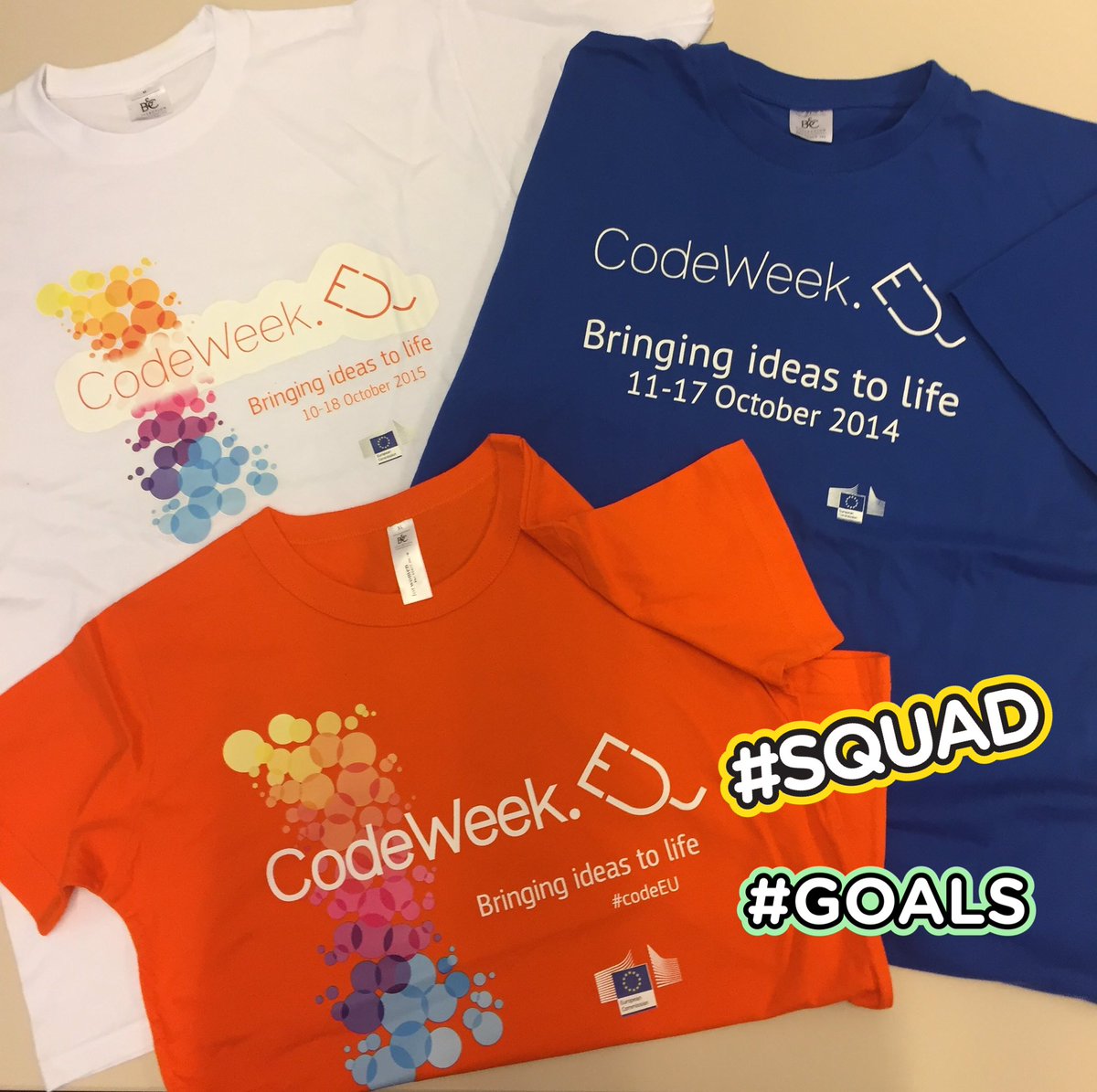 CodeWeekEU's tweet image. Our #CodeWeek uniforms throughout the years ✌🏽 Which one do you love the most? 👀👾✨ #CodeEU #digitalskills