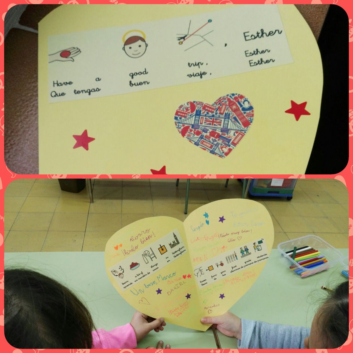 ceipmulloa's tweet photo. Los chicos y chicas de 1° le desean a Esther que tenga un buen viaje a Nottingham y que aprenda un montón. Bonita sorpresa hecha con su tutora y profe de AL. 😊 #proyectoPIEB #erasmusplus #ceipmulloa #cfieZamora #cfpidiomas https://t.co/qbawp0zNJm