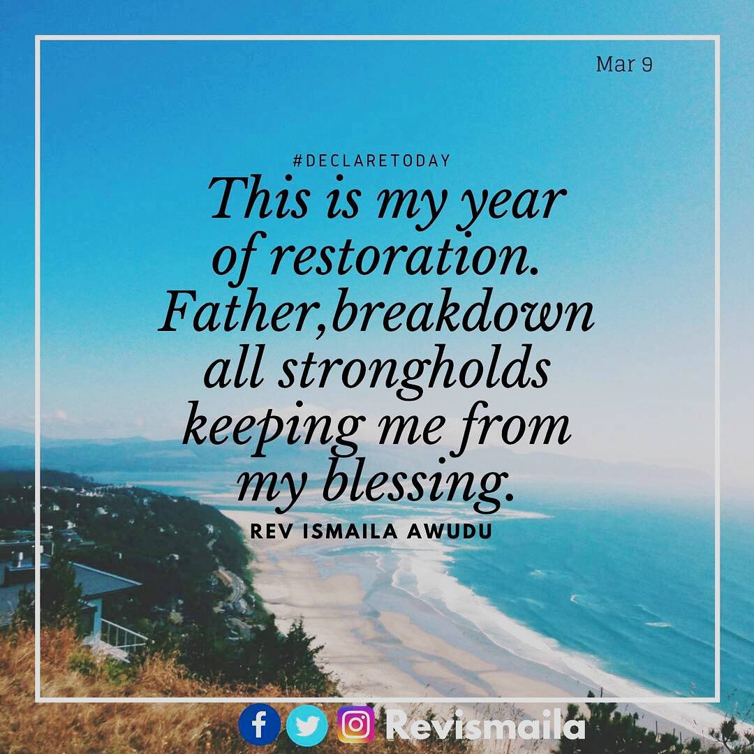 RevIsmaila's tweet photo. #Declarewithrevismaila

This is my year of restoration. Father,breakdown all strongholds keeping me from my blessing.

#Revismailamotivates  #Restoration https://t.co/t77GiMItHm