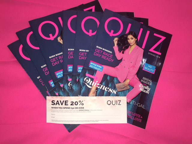 abbeycentre's tweet image. The new SPRING brochures have dropped @quizclothing!!! 
😍 Available at the front of the shop and at the till, with a voucher inside for 20% off when you spend £50 or more (can also be used online!)
#SHOPSPRING