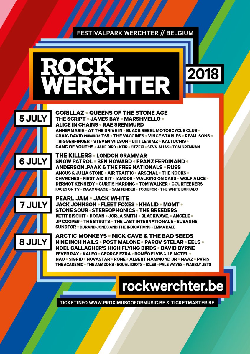RockWerchter's tweet image. It's here! The full lineup for Rock Werchter 2018​. 🤘
Tickets &amp;amp; info on rockwerchter.be! #RW18