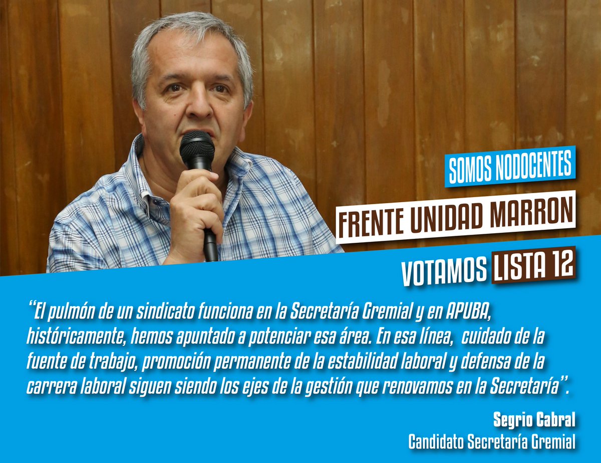 Lista12_APUBA's tweet photo. Con la fuerza y la legitimidad de los Hechos. En APUBA el 15 de marzo todes con el Frente Unidad Marrón #Lista12 https://t.co/VmX19MdFdf