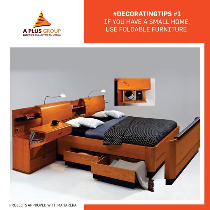 A_PlusGroup's tweet photo. #DecoratingTips #1 - If you have a small home, Use fold-able furniture.
#APlusGroupBadlapur #HomeDecor #RealEstateCompany #TransformingBadlapur #GoldenValley #GoldenVan #AffordableHomes #RERACertifiedProjects #MahaReraApproved https://t.co/Z9xESrifCe
