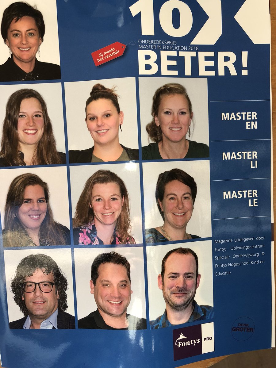 Ik mocht de 10 x beter onderzoeksprijs voor de Masters Educational Needs, Leren en innoveren en Educational Leadership @fontys  uitreiken mede namens werkveld. 10 nominaties, Tanja van Aarle won. Sterke onderzoeken tbv beroepspraktijk. Top!  Proficiat