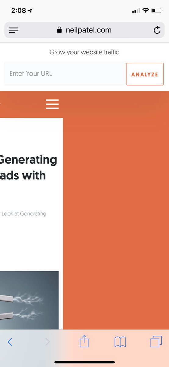 morevago's tweet photo. @neilpatel there’s a display issue on mobile. The site “scrolls” horizontally. Love your podcasts and content. Peace out. https://t.co/226jNd7KIg