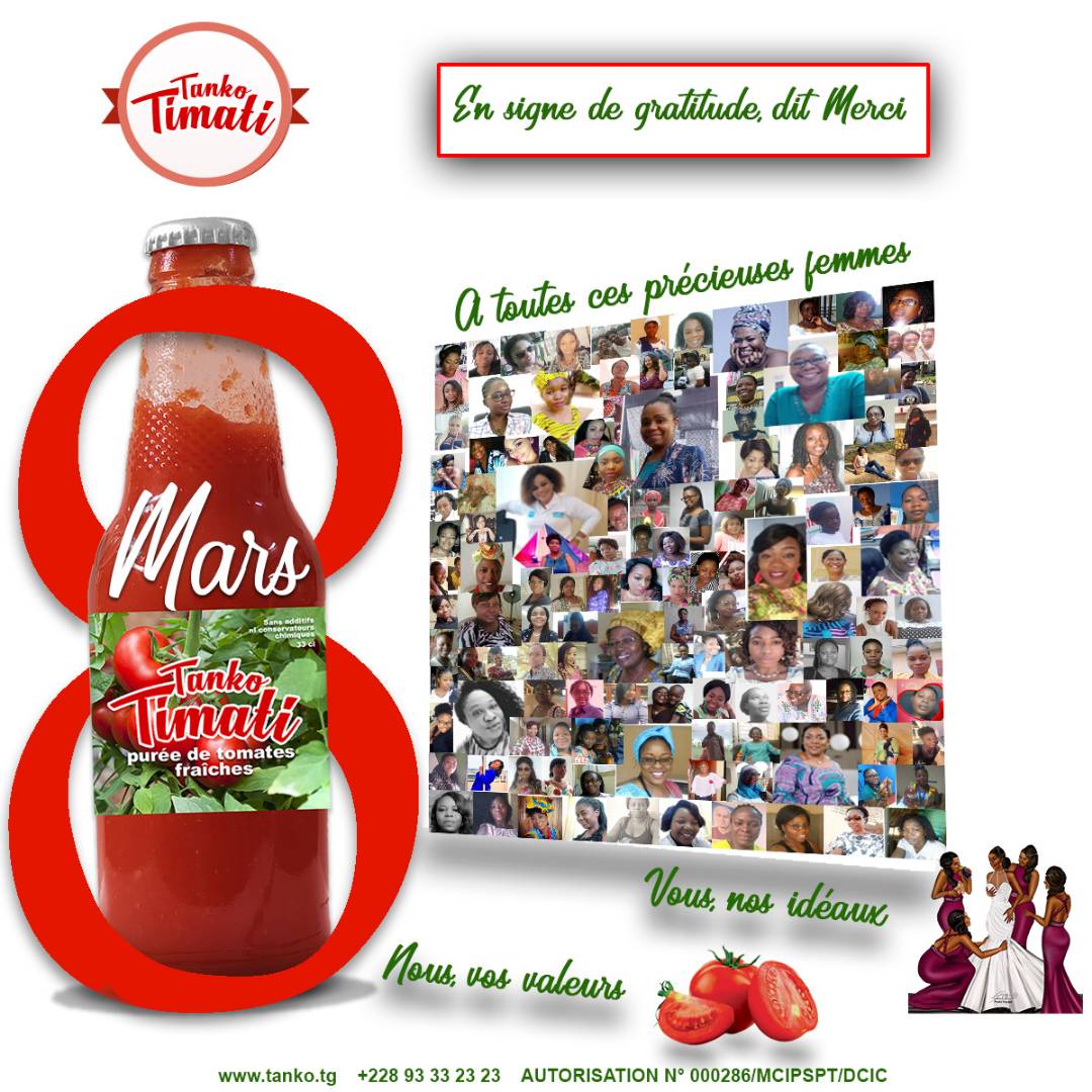 TankoTimatii's tweet photo. Merci à toutes nos #amazones,
Nombreuses vous êtes à consommer notre purée,
Parce que vous avez confiance en nous, 
Parce que vous vous préoccupez de votre #santé.
Nous ne pouvons que vous remercier et vous garantir la #qualité.
Merci, Merci, Merci
#Togo
#TankoTimati 
#8Mars
#JIF https://t.co/CvnGPjYgas