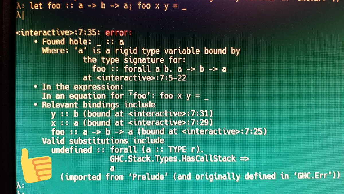 mstk's tweet photo. I mean, I guess this is true? maybe I'm just using this wrong :)
#haskell #ghc8.4 https://t.co/WK7wc6PwUo