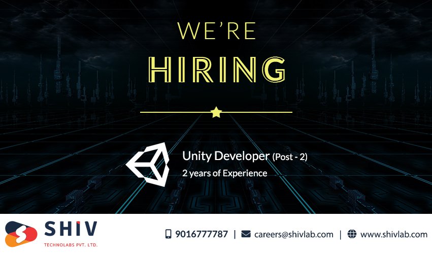 Shiv_Technolabs's tweet image. Job Opening for #Unity_developer
Interested Candidates Contact Us Now
Email Id:- careers@shivlab.com
Mobile Number:- (+91) 9016777787