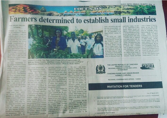MsamyRehema's tweet image. Farmers determined to establish small industries #Kagera #DailyNews9thMarch,2018 @dailynewstz  @ANSAFForum  #FastTrackProject #Lakezone