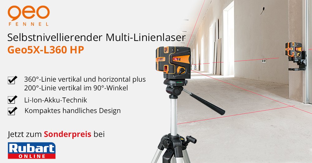 RubartShop's tweet photo. #Ausrichten, #Nivellieren und #Markieren leicht gemacht – mit dem Geo-FENNEL Selbstnivellierender Multi-Linienlaser Geo5X-L360 HP. Jetzt günstig bestellen bei https://t.co/lJyDdZOEpX
https://t.co/aOKFqg7Wft https://t.co/3tfA40NCK6