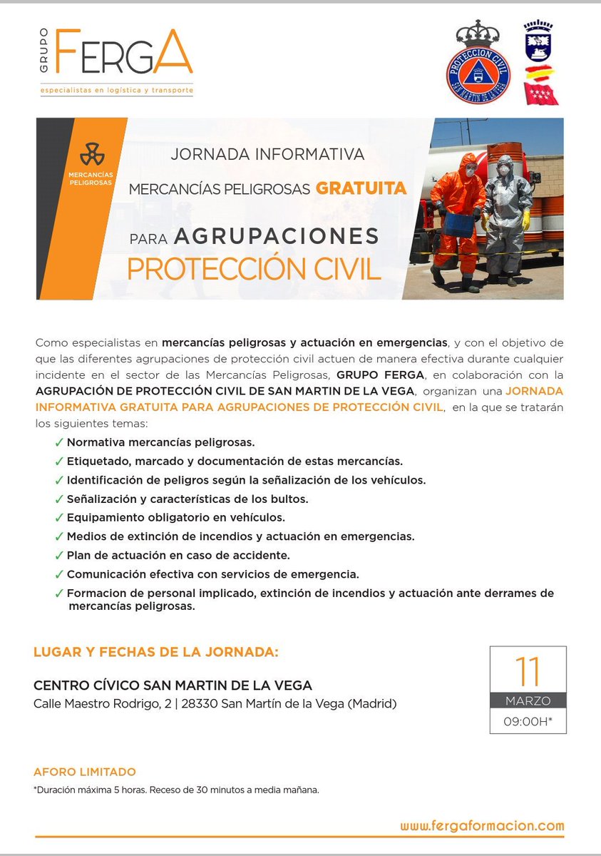 PCivilCiempo's tweet photo. #BuenosDías y #FelizViernes os informamos que algunos de nuestros miembros se estarán formado este domingo en #MMPP #MercancíasPeligrosas junto a @PCivil_SMVEGA #Ferga #Ciempozuelos https://t.co/0b8XuwvrEO https://t.co/W46OAO5hyE