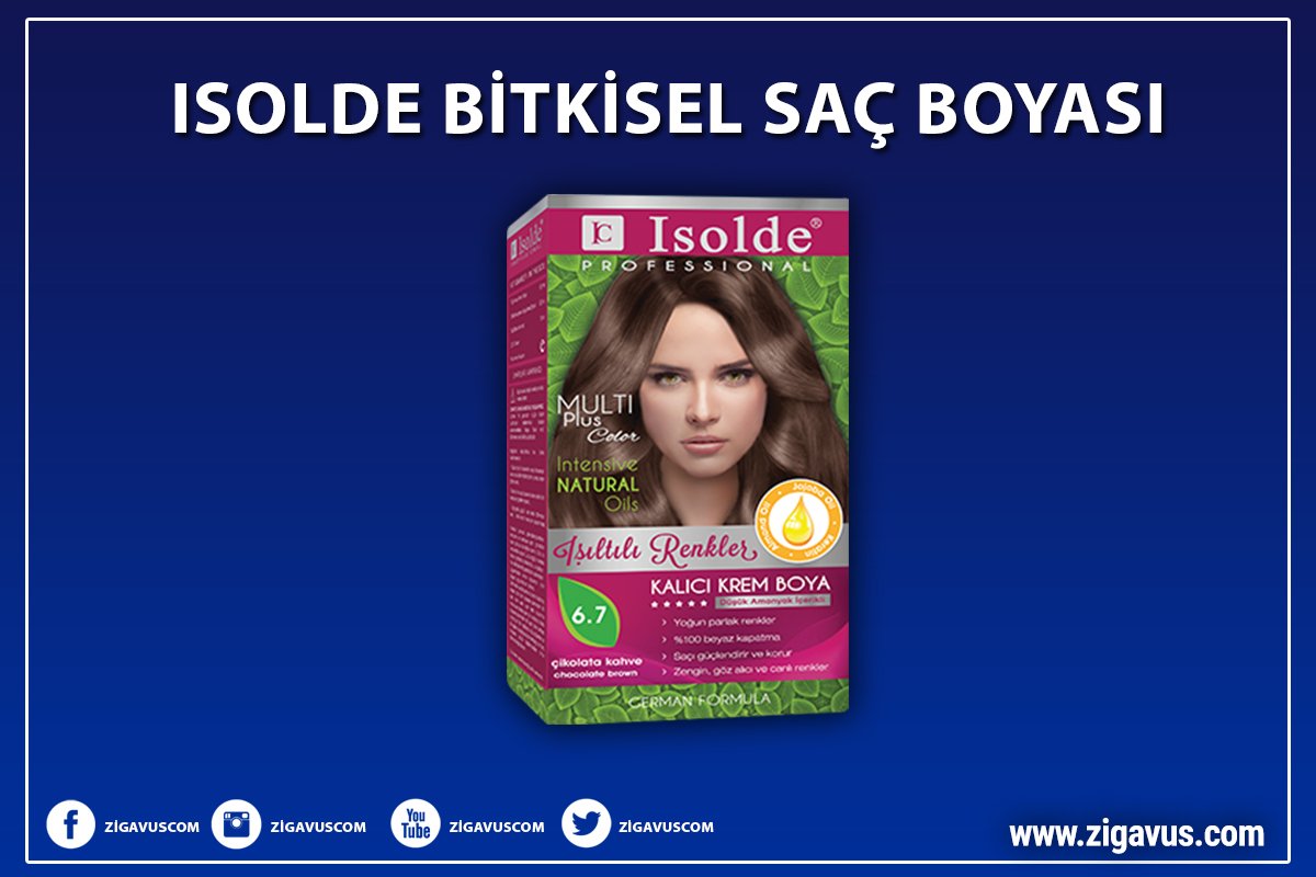 zigavuscom's tweet photo. Isolde Bitkisel Saç Boyası özel formülü ile yoğun renk pigmentleri besleyici yağlar ve keratin ile zenginleştirildi. Yoğun pigmentleri ile parıldayan renkler ve kalıcı çözümler sunar. Saçlarınızda ki beyazları en iyi şekilde kapatır, göz alıcı ve ışıltılı bir görünüm kazandırır https://t.co/ROd4lCLl78
