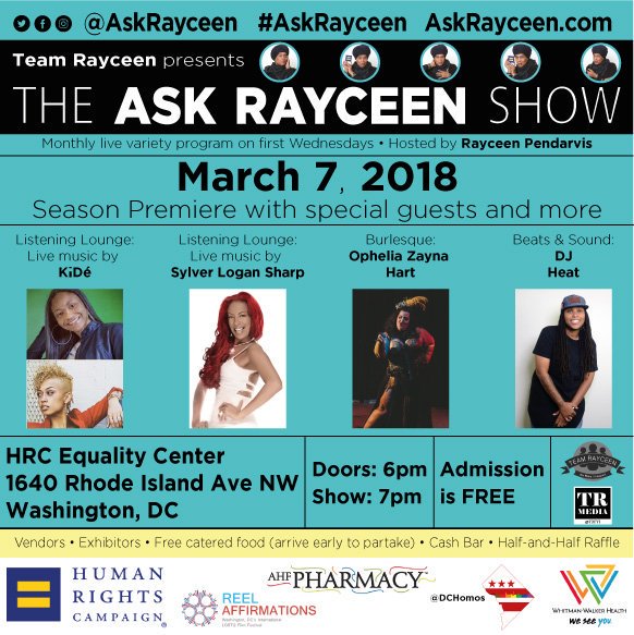 ComfortZoneMD's tweet photo. #ImThankful4 @RayceenHRH @TeamRayceen @TRFYI and @AskRayceen Show (Mar 7) attendees! @SingerSylver @KIABENNETT @Desiree_Jordan Ophelia Zayna Hart @DJHeatDC #HRCequalityCenter @ReelAffirmation @AHFpharmacy @DCHomosIntern @WhitmanWalker we appreciate you! https://t.co/XpmchlUJP1
