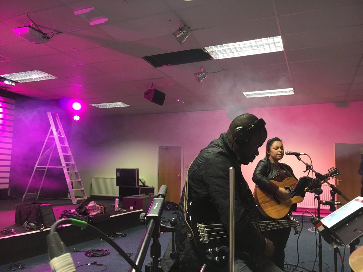 mrsLilMurray's tweet photo. Getting hip in preparation for Circuit Riders at Revive tonight with a smoke machine. I genuinely thought the church was on fire as I saw smoke billowing our way whilst rehearsing. @DrSimms is a stage and lighting genius https://t.co/Qj0LnTkFZL