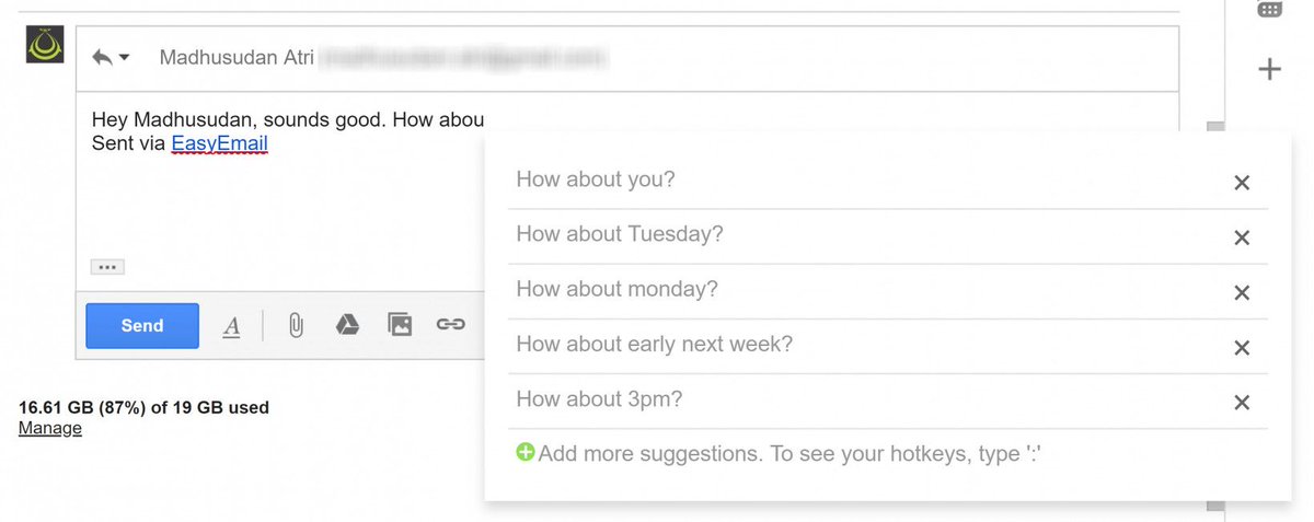 sfncrp's tweet image. #EasyEmail uses #AI to autosuggest sentences as you write replies in #Gmail buff.ly/2G9KL27