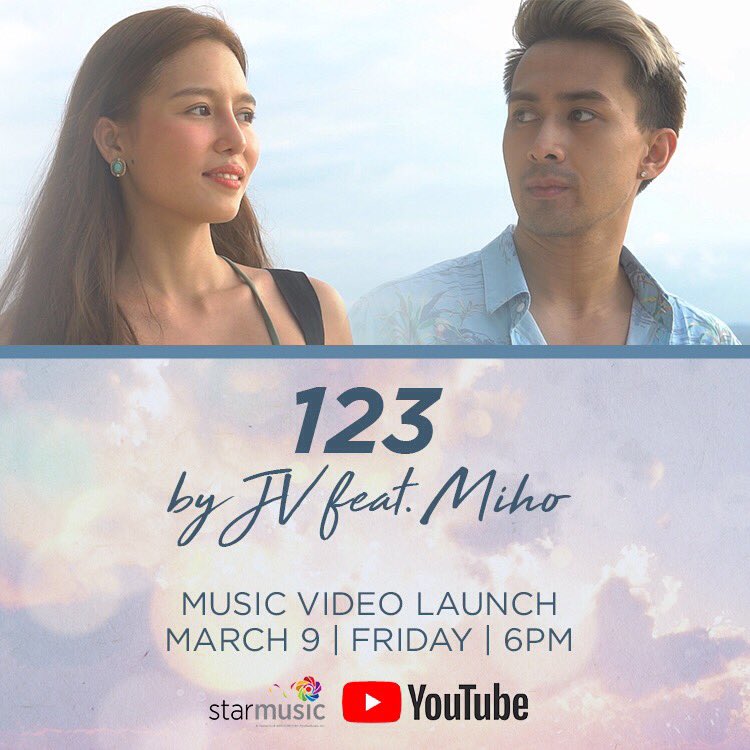 StarMusicPH's tweet photo. Watch out for “123” Official Music Video by JV and Miho today, 6PM on our YouTube channel. #123 #JHo https://t.co/mYu6UnRG4m