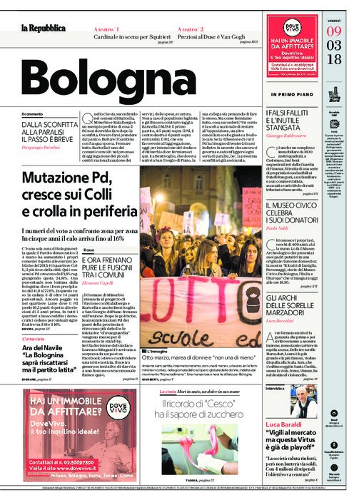 MicheleLapini's tweet photo. My #photo on the frontpage of @rep_bologna about the #International #WomansDay and the #demonstration during the #strike in #Bologna #Italy. #wetoo #WeTooGether #nudm #nonunadimeno #8m #scioperodelledonne #sciopero8marzo #photojournalism #freelance https://t.co/yGoq9EFJ4H