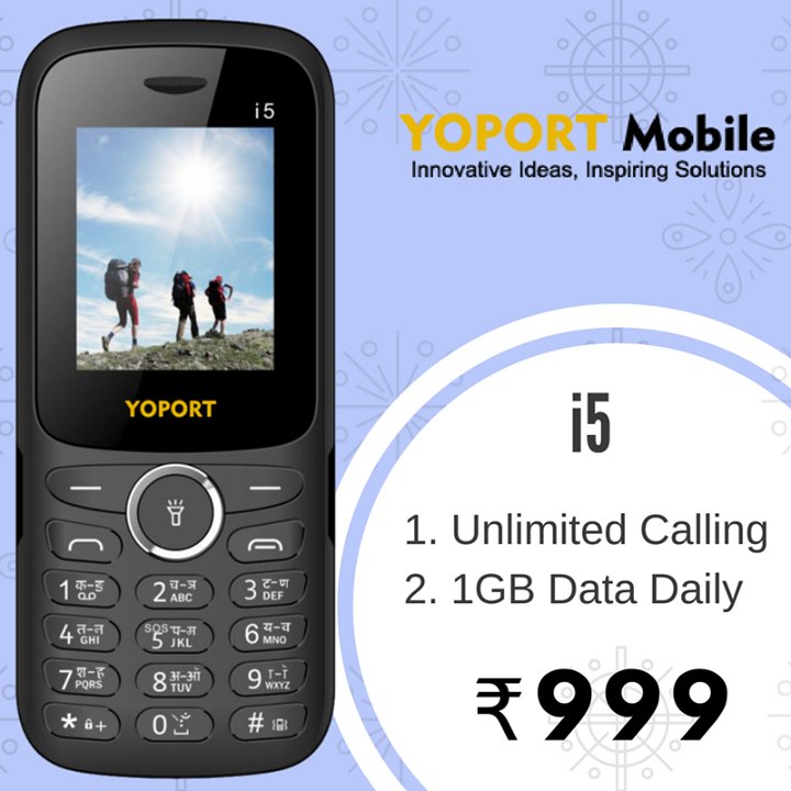 Limited Offer 
Buy i5 and get 
Unlimited Calling 
1Gb Data Daily
In Just ₹999
ow.ly/EwKp30iDDGS #YoportMobile