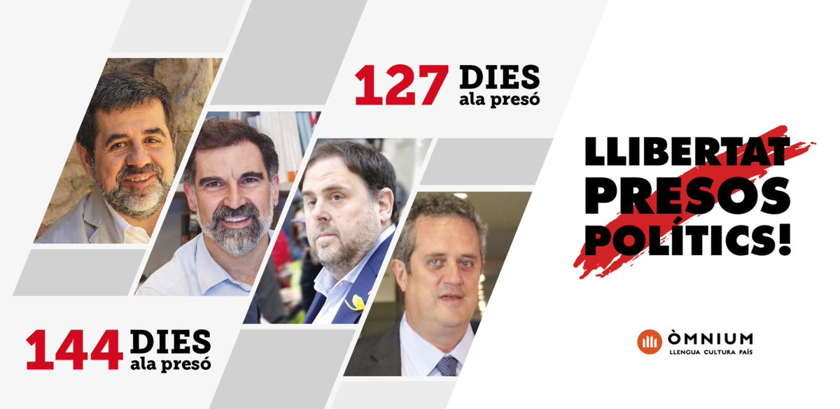 Viernes, 9 de marzo. 
❗️No queremos contar más días, os queremos en casa❗️

          ✊Junqueras ✊Forn ✊Sánchez ✊Cuixart

.
#FelizFinde
#FinDeSemana
#1000euros
#Revolución8MESP
#LaCafetera8MHISTORICO
#R4G90Principales
#CaféMujer #AR09M