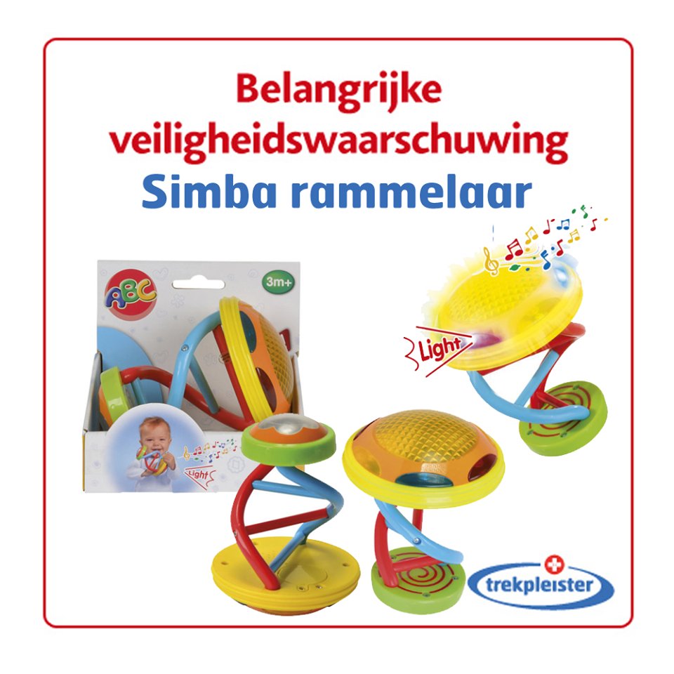 Belangrijke veiligheidswaarschuwing: Heb jij de Simba rammelaar met licht en geluid gekocht? Lees dan trekpleister.nl/rammelaarsimba