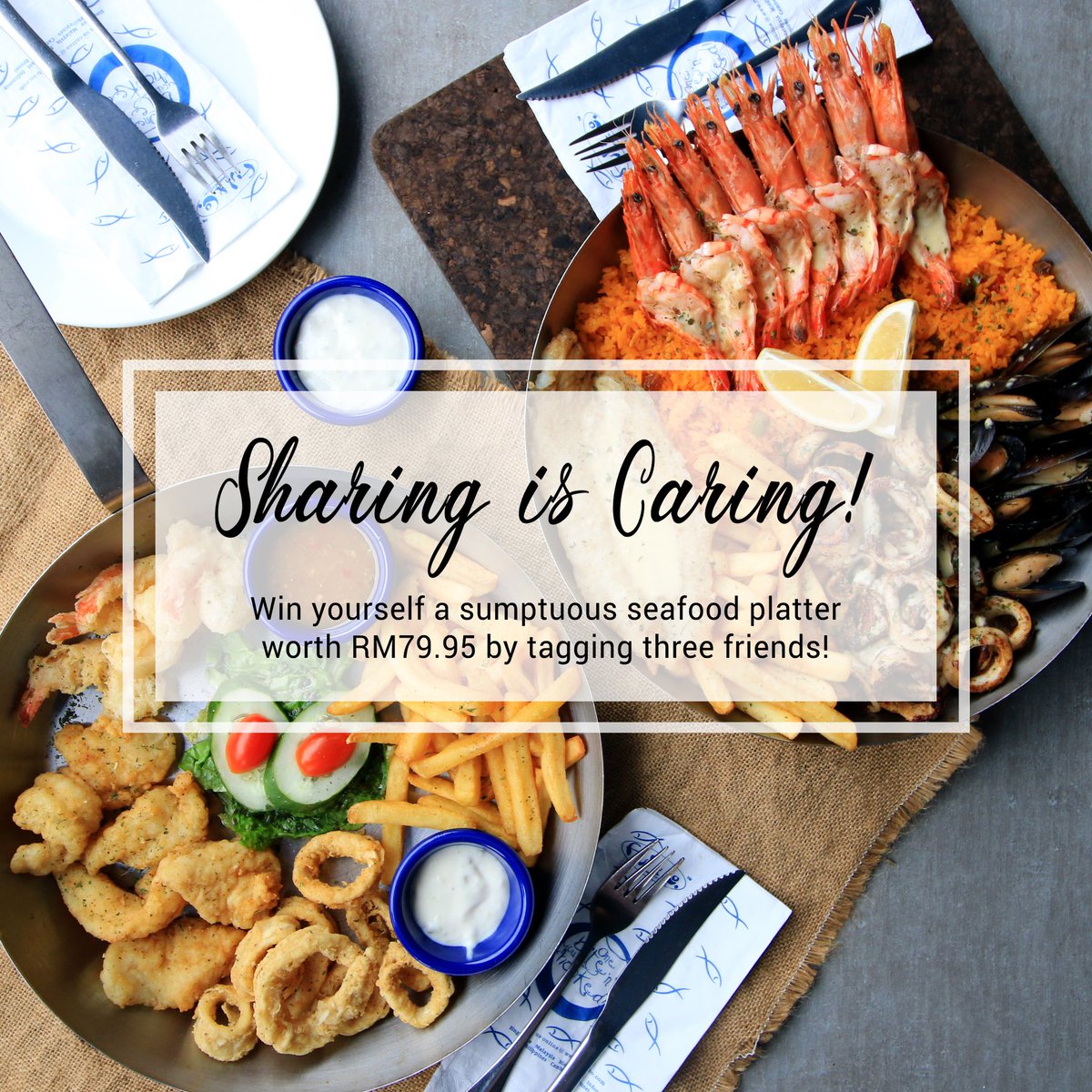 FishnCoMY's tweet photo. Good things are meant to be shared! 😉 

Share this post on FB and tag three friends to stand a chance to win a seafood platter worth RM79.95 from us. https://t.co/0tBzVqYcAm