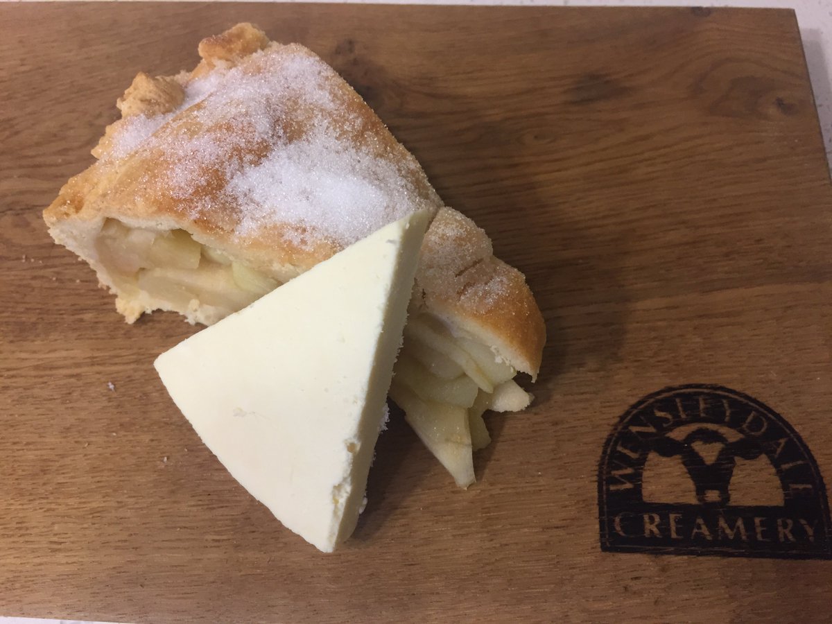 Wdalecreamery's tweet image. Apple Pie with a slice of #Yorkshire Wensleydale cheese - it's the way we serve in here in Yorkshire! Always a favourite on our #Visitor Centre menu! #Britishpieweek