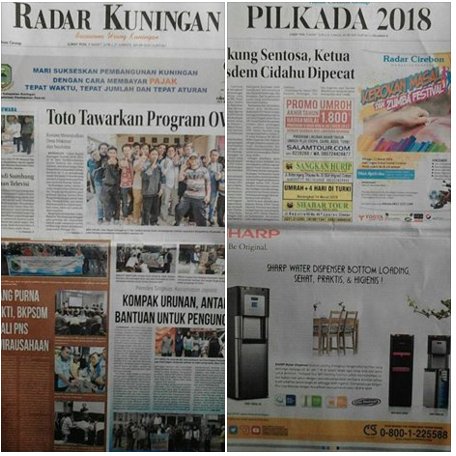 KuninganKahiji's tweet photo. Program OVOP menjadi headline di Radar Kuningan Jum'at, 9 Maret 2018.
#SayaKuningan #KuninganLebihBaik #KuninganBaru #KuninganSentosa #radarkuningan #pilkada2018 #sayasiap #bupatikuningan #kabupatenkuningan #wargikuningan #sahabatsentosa #totoyosa https://t.co/PQijBLrUpY