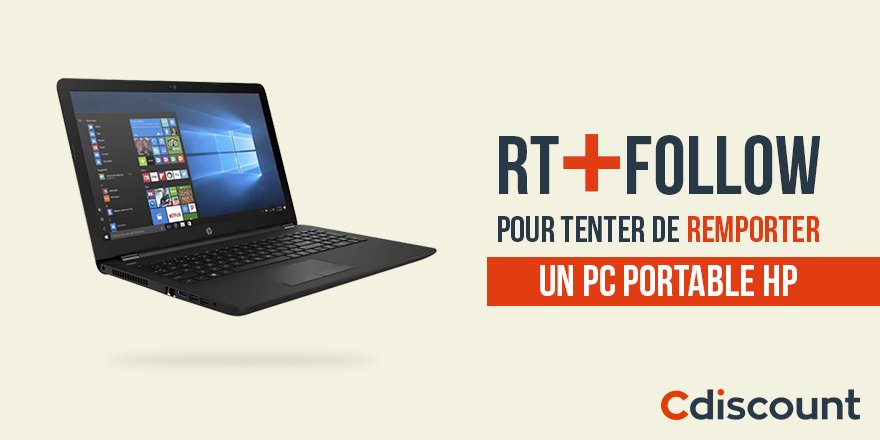 Cdiscount's tweet image. 🎁 #Concours 

💻 À gagner : PC portable HP 15,6" ➡ bit.ly/2HisU8w    

✅Pour participer : RT + Follow @Cdiscount

🗓TAS 15/03