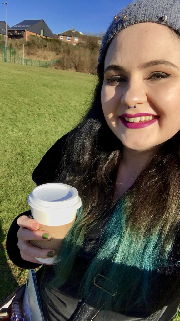 A big cheesy grin and a big coffee to help me enjoy the 15 mins I have before a seminar on sexual harassment to get my weekend off to a ‘happy’ start! #safespace