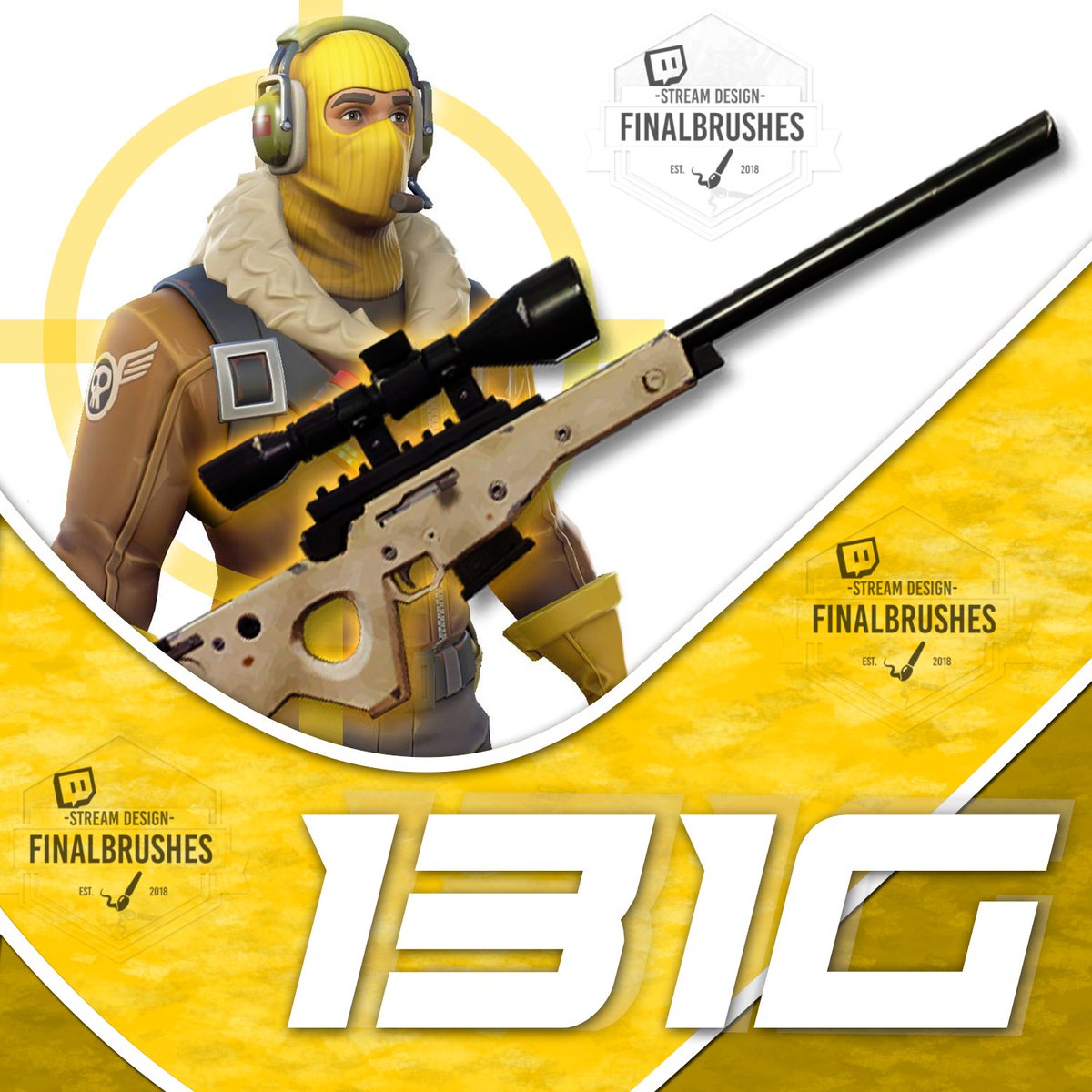 Finalbrushes's tweet image. Presenting a first impression of a #fortnite logo for twitch.tv streamers

- harmonic, wavy &amp;amp; abstract design
- Raptor character
- bolt sniper riffle - legendary design

Finalbrushes - Individual design for your stream journey.
#twitch #supportsmallstreamers #game